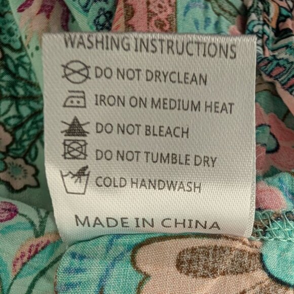 R Vivimos Mixed Floral Midi Dress Womens Size 2XL Blue Tassels Boho V Neck - Picture 7 of 11